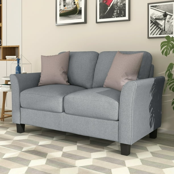 Beyamis Modern Upholstered Loveseat Sofa And Armrest Single Sets Chairs For Apartment Office Living Room Bedroom Small Space Gray Com - Sofa And Loveseat Sets For Small Spaces