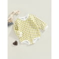 thumbnail image 3 of Baby Boy's Girl's Check Romper Round Neck Long Sleeve One Piece Plaid Romper, 3 of 9