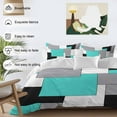 thumbnail image 3 of Abstract Art Bedding Duvet Cover Set Full Size 4 Pieces Patchwork Black Kallaite and Grey Bedding Set with Zipper Closure, 1 Comforter Cover 86x86 Inches 1 Flat Sheet & 2 Pillow Cases, 3 of 7