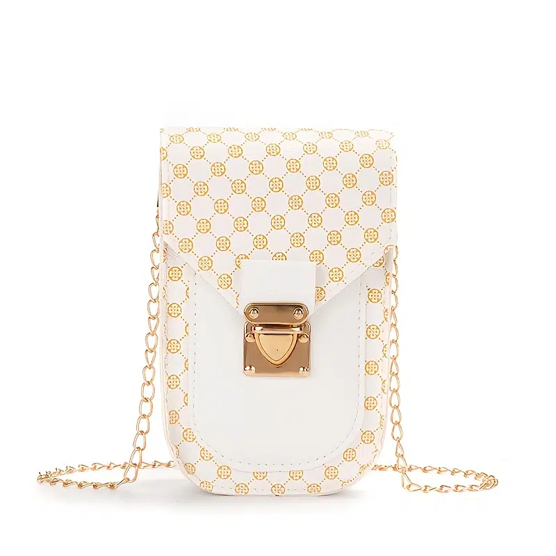 Fashion Geometric Embossed Crossbody Bag, Solid Color Flap Phone