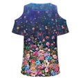 thumbnail image 5 of ICHUANYI Clearance Women Summer Sexy T- Shirt Cold Shoulder Pullover Blouse V-Neck Short Sleeve Printed Tops(Blue, L) ICHUANYI WER2023080817856, 5 of 5