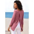 thumbnail image 2 of LASCANA Women's Slit Back 3/4 Sleeve Top Ties, 2 of 6