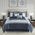 thumbnail image 2 of 510 Design Border Pattern California King Traditional 8 Piece Embroidered Comforter Set for Adults in Navy Hotel Style Soft Bedding, 2 of 10