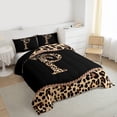 thumbnail image 4 of Homewish Cartoon Monogrammed P Queen Comforter Set for Teens, Leopard Cheetah Print Bedding Sets, Modern Fashion Reversible Bedding Comforter Set, Lightweight Room Decor, 3 Pieces, 4 of 9