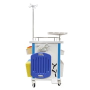 Medical Emergency Vehicle Mobile Anesthesia Cabinet Cart Medication ABS Storage Trolley with Drawer Infusion Stand and Wheels