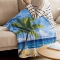 thumbnail image 4 of Throw Blanket for Couch Palm Tree Starfish Soft Fleece Flannel Blankets Cozy Lightweight Blanket for Home Sofa Living Room Sandy Beach Blue Sky Bed Throws 50" x 60", 4 of 9