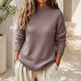 thumbnail image 2 of HOSIA Turtleneck Sweater for Women Oversized Ribbed Knit Long Sleeve Base Layer Pullover Tops Casual Lightweight Fall Winter Warm Sweater Business Casual Work Airport Travel Outfits Light Violet M, 2 of 5