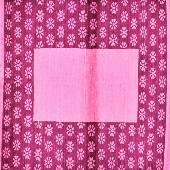 Ahgly Company Indoor Square Abstract Pink Modern Area Rugs, 7' Square