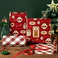 thumbnail image 5 of NeoMart-Vintage Christmas Wrapping Paper Rolls Set, Red Burgundy Matte Retro Heavy Duty Premium Traditional Gift Wrap, Pattern with Church Elements,Colorful Windows, Plaid Reversible, Total 28.5sq.ft, 5 of 13