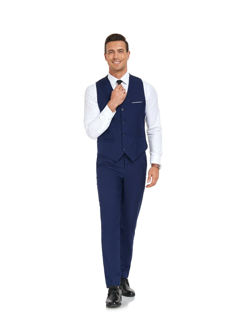 Royal Blue Vest With Black Pants ETHAN Piece Vest Suit For Men