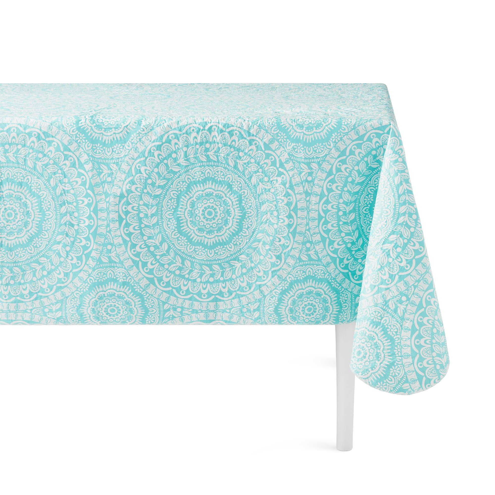 Mainstays Geometric Vinyl Tablecloth, Multicolor, 60"W x 84"L
