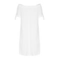 thumbnail image 4 of LOVZFMLL Robe pour Femmes Mode Été Aguichant à Épaules Dénudées Manches Courtes Unie avec Poches Blanc TG, 4 of 6