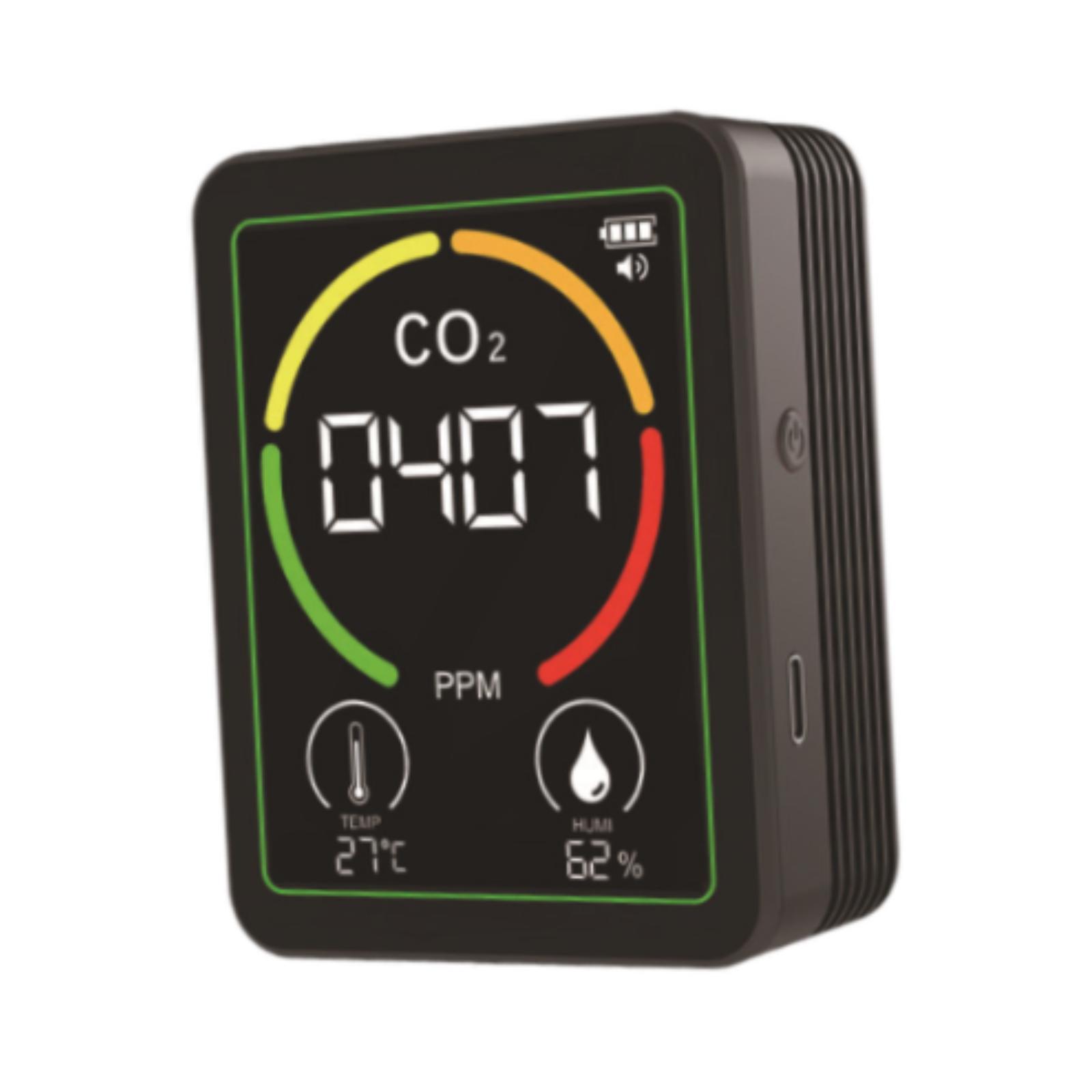 Miulika Air Quality Detector, Humidity Meter, Multifunctional Digital Air Analyzer, Real-time Display for Warehouse, Hotel, Kitchen, Garden black