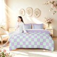 thumbnail image 5 of Manfei Contemporary Grid 7-Piece Twin Bedding,Checkered Art Bedding Comforter Set,Purple,Polkadot Reversible, 5 of 7