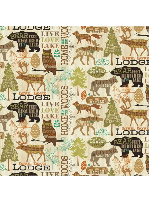 David Textiles 44" Cotton Live, Lodge, Love Fabric by the Yard, Multi-color