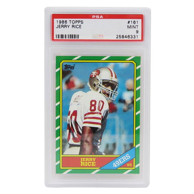 Schwartz Sports Memorabilia PS3JR86T1 Jerry Rice San Francisco 49ers 1986  Topps Football Rookie Card, Number 161 - PSA 9 MINT A 