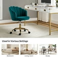 thumbnail image 3 of Makeup Vanity Chair Velvet Upholstered Office Task Desk Chairs Swivel Adjustable Teal, 3 of 11