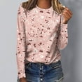thumbnail image 2 of HKEJIAOI T-Shirts à Manches Longues en Polyester pour Femmes Imprimé Graphique Col Rond Blouses Habillées Décontractées Manches Longues, 2 of 5