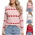 thumbnail image 1 of Yuyuzo Sweaters for Women Valentines Day Crewneck Long Sleeve Shirts Loose Casual Comfy Knit Pullover Tops, 1 of 7