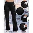 thumbnail image 5 of POENTAB Women's Fleece Lined Flare Pants High Waisted Warm Thermal Bootcut Leggings For Winter Travel Black, 5 of 9