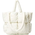 thumbnail image 1 of LinYooLi Chic Grid Puffer Down Quilted Tote Bag for Women Lady Trendy Large Shoulder Bag Top Handle Bag, 1 of 7