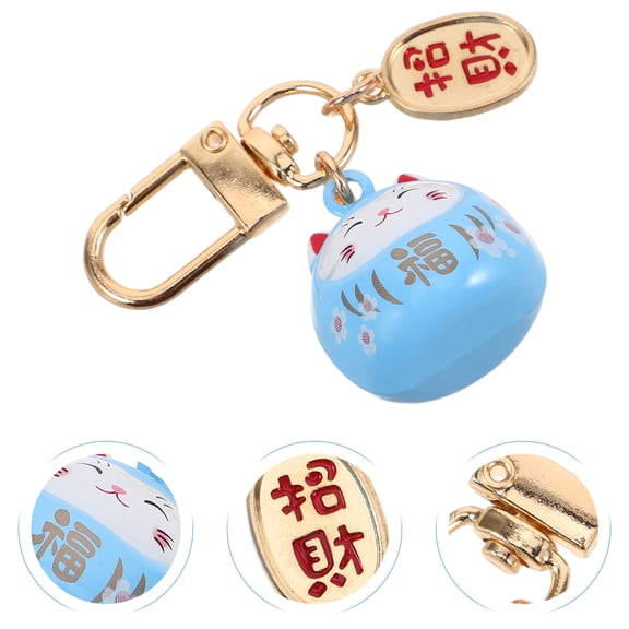 Masteelf Japanese Cat Keychain Pendant Cute Purse Charm Lucky Bag Pendant Key Ring Straps Japanese Cartoon Animal Bells Keychain Cute Charm