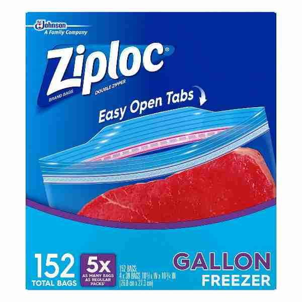 Ziploc Easy Open Tabs Freezer Gallon Bags 152 Ct 9057