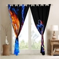 thumbnail image 4 of Football 30%-50% Blackout Curtains,Ball Games Sports Curtains & Drapes,Lightning Fire and Water Print Window Curtains Rugby Window Treatments 2 Panels 38"Wx54"L, 4 of 6