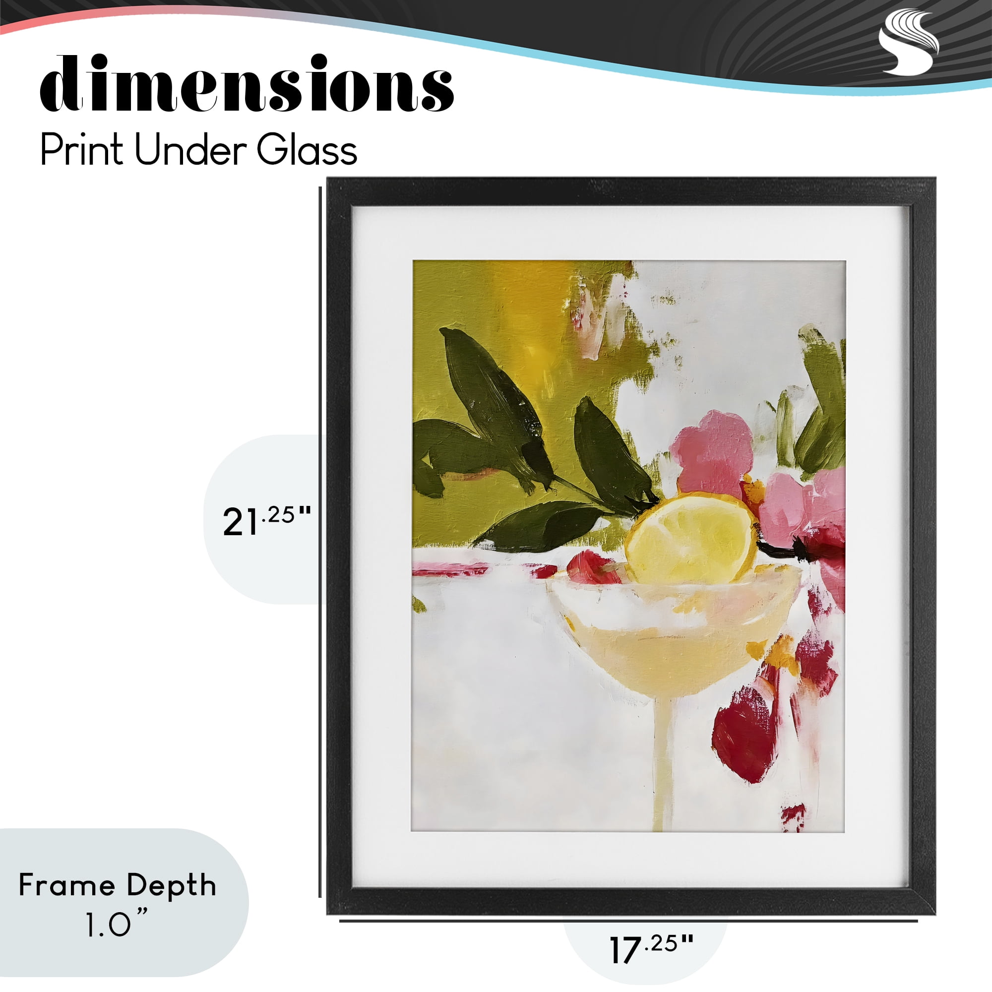 Stupell Industries Red & Pink with Lemons Black Framed Print Under Glass, design by Riley B