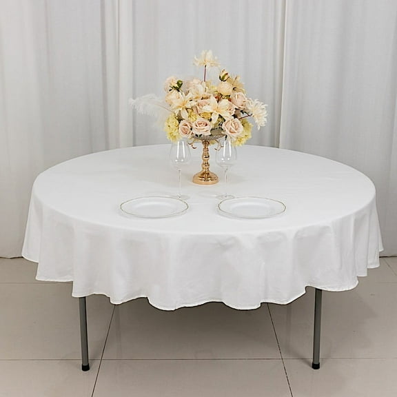 BalsaCircle 90" Round Cotton Tablecloths Wedding Linens White