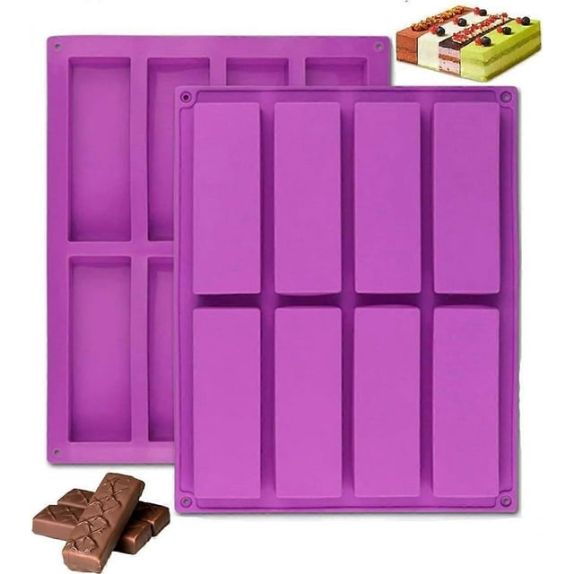 2PCS Chocolate Bar Moulds Large Rectangle Silicone Granola Bars Moulds,Cereal Bar Molds Energy Bar Maker Mould for Baking Bread Brownie Cheesecake But