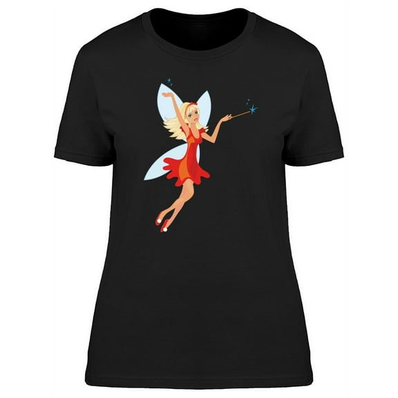 Cute Red Fairy Cartoon T-Shirt Women -Image by Shutterstock, Female XX-Large