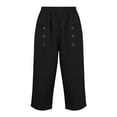thumbnail image 5 of Noric Women's Cotton High Waist Casual Capri Pants with Button Pocket Elastic Waist Relaxed Fit Solid Yoga Runing Trousers, 5 of 7