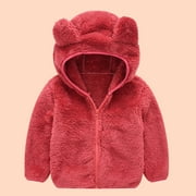 TIHLMK Baby Outerwear Toddler Baby Winter Jacket Cotton Windproof Warm Winter Coats Cute Hooded Jacket Plush Cute Bear Ears