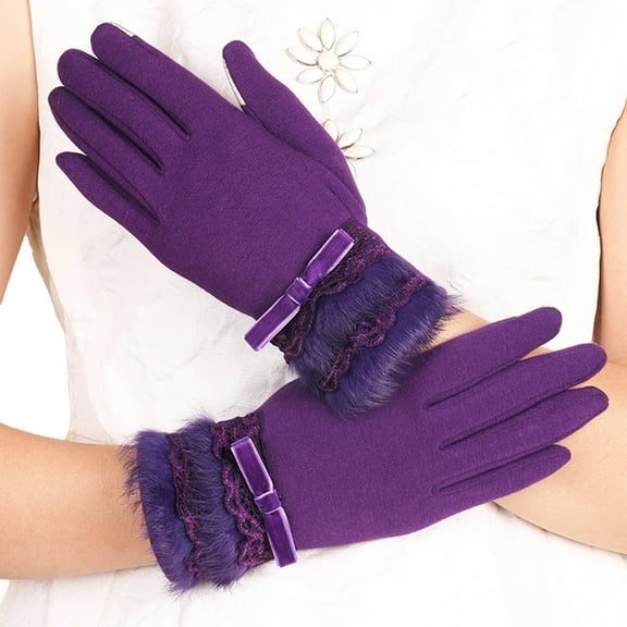 Yanyanz Gloves Mittens, Women Handmade Gloves Winter Hand Warmers Stylish Gloves Ladies Gloves Warm Knitted Embroidered Warm Knit Gloves, Gloves Purple One Size