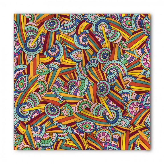 Psychedelic Bandana, Funky Hippie Folk, Unisex Head and Neck Tie, by Ambesonne