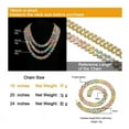 thumbnail image 2 of Hip Hop Male Necklace Color Zircon Cuban Chain 12MM Neck Jewelry for Men Women 18inch, 2 of 5