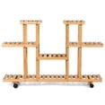 thumbnail image 6 of Topbuy 4-Tier Rolling Flower Rack Wood Plant Stand 12 Pots Bonsai Display Shelf w/ Lockable Casters, 6 of 7