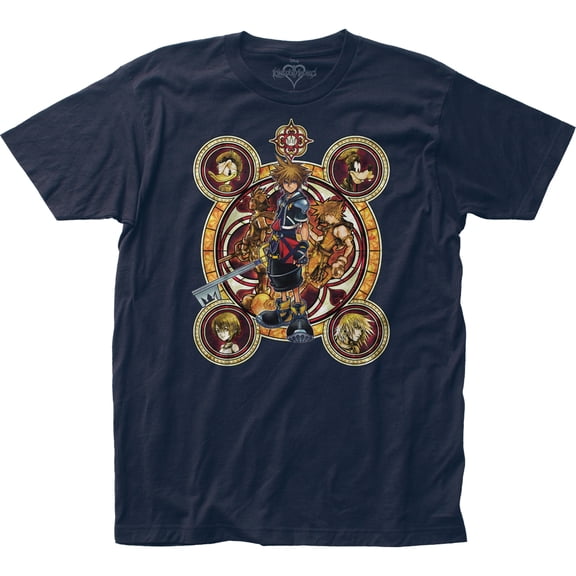 Kingdom Hearts Mens T-Shirt - Ornate Character Circles With Sora (Small)