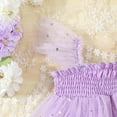 thumbnail image 6 of KyCheLot Baby Girls Princess Romper Dress Headband 2 Piece Embroidery Mesh Ruffle Sleeve Summer Outfit 0-18 Months, 6 of 6