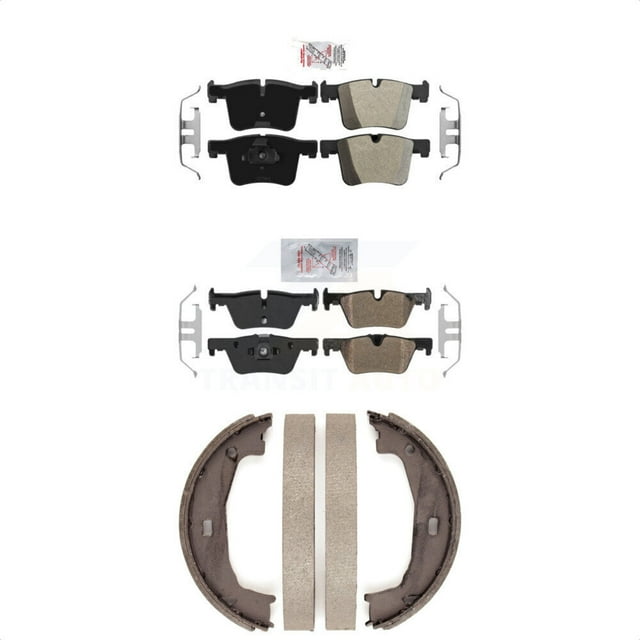 Transit Auto Front Rear Semi-Metallic Disc Brake Pads and Parking Shoes Kit for Car BMW 320i xDrive 328i 328d KNN-101027