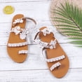 thumbnail image 5 of Dakaela Summer Flip Flops for Women Flower Toe Ring Strappy Beach Sandals Walking Flats Sizes 5-12, 5 of 6