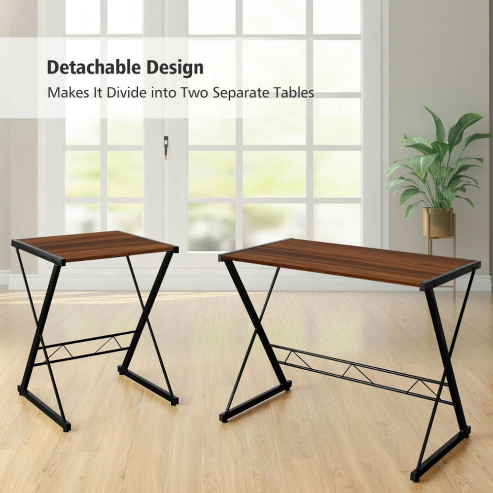 Demi Bonn L-Shaped Desk Reversible Corner Computer Desk with Movable Shelf and CPU Stand, Small Home Office Desk Study Writing Table, Walnut