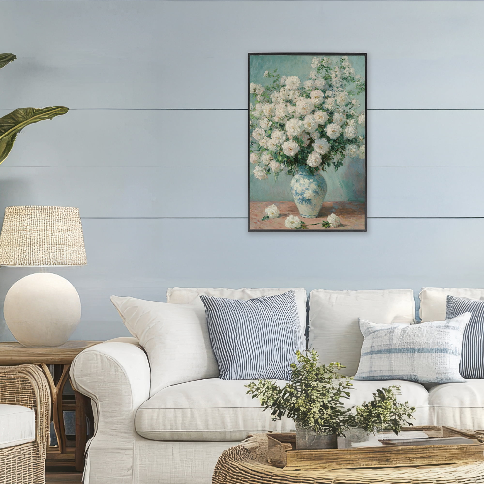 Stupell Industries Lush Bouquet of White Roses Black Framed Giclee Art, design by Petal Prints Design