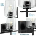 thumbnail image 5 of Calais Collection Three-Light Matte Black Clear Glass New Traditional Bath Vanity Light, 5 of 10