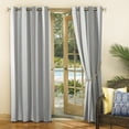 thumbnail image 4 of Sun Zero Valencia Cabana Stripe Indoor/Outdoor Uv Protectant Room Darkening Grommet Curtain Panel, 54"X108", Gray, 54"X108", Gray/Stripe, 4 of 7