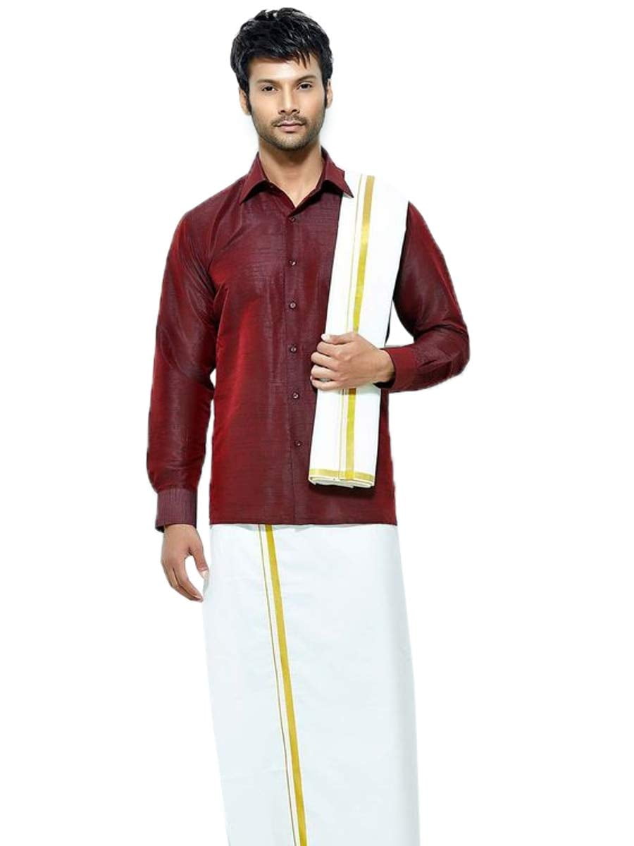 Maroon shirt with dhoti Clearance
