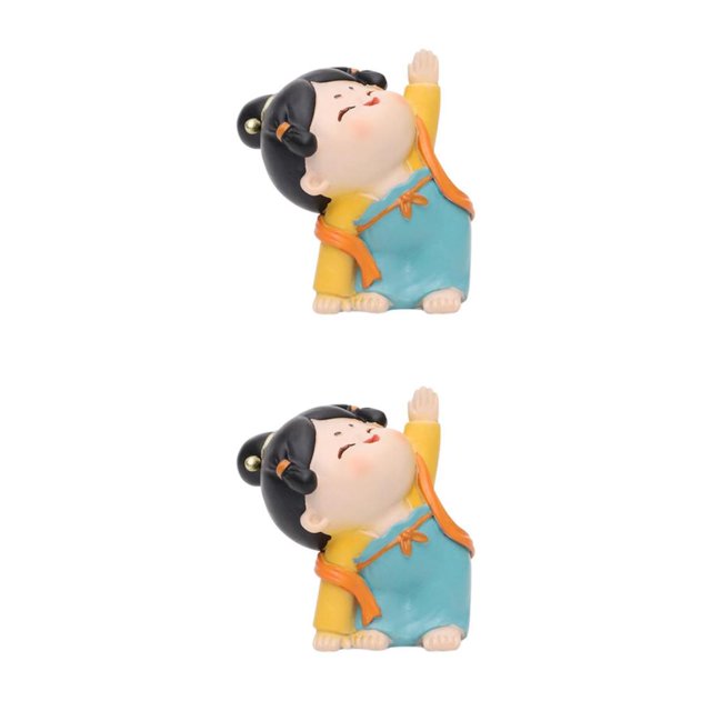 kurtrusly Chinese Lady Yoga Statue Ancient Style Xmas Gift Decoration Car Triangle 2Set