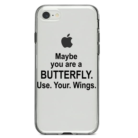 DistinctInk Clear Shockproof Hybrid Case for iPhone 7 8 SE (2020 Model) 4.7" Screen TPU Bumper Acrylic Back Tempered Glass Screen Protector - Maybe You Are a Butterfly