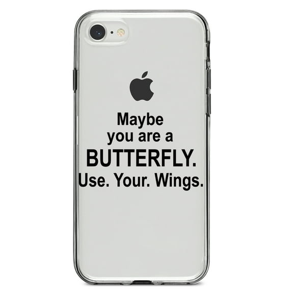 DistinctInk Clear Shockproof Hybrid Case for iPhone 7 8 SE (2020 Model) 4.7" Screen TPU Bumper Acrylic Back Tempered Glass Screen Protector - Maybe You Are a Butterfly
